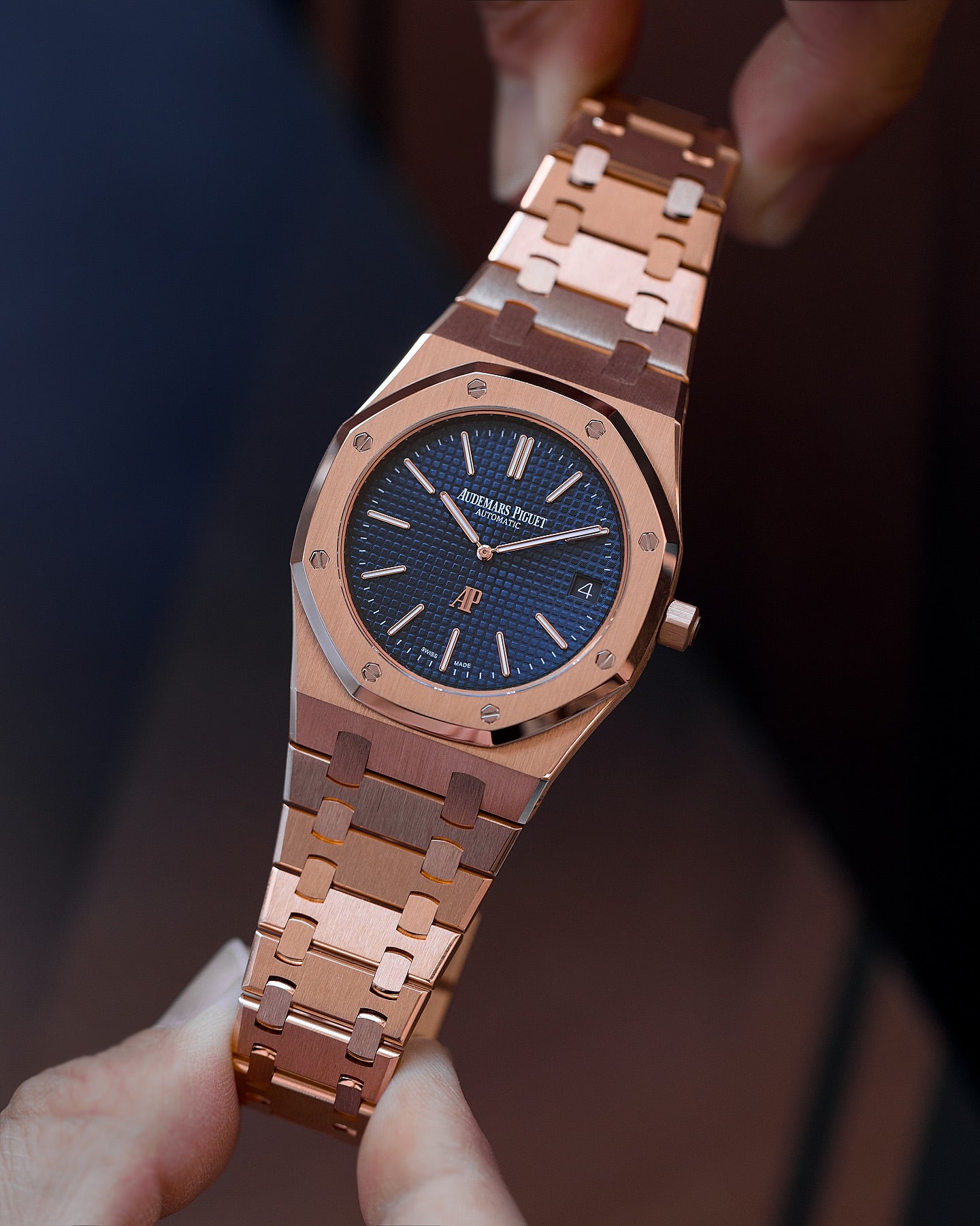 Audemars Piguet Royal Oak “Jumbo” Extra-Thin 15202OR Rose Gold Blue Dial